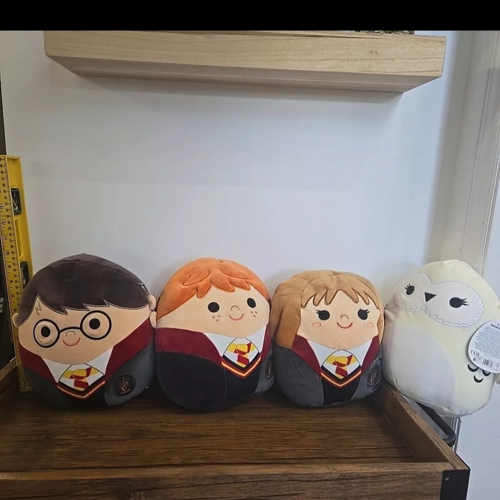 Squishmallow Kellytoy Plush Harry Potter 9" Harry Ron Hermione Hedwig Set of 4